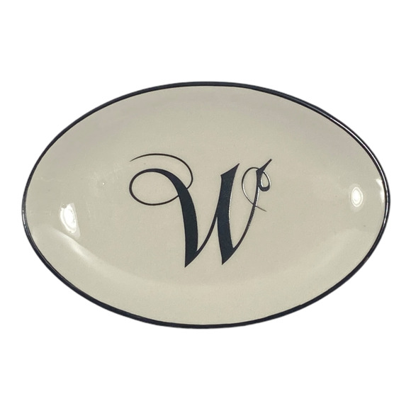 Mud Pie Ceramic Soap Dish Letter W Initial Monogram 5.5x3.75x.75" NEW - Picture 4 of 5